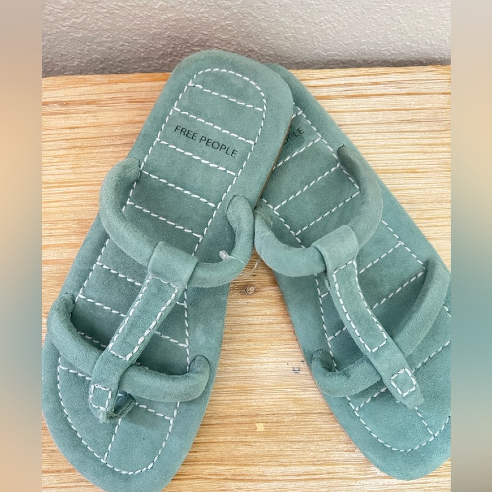 Free People Hadden Teal Suede Sandals